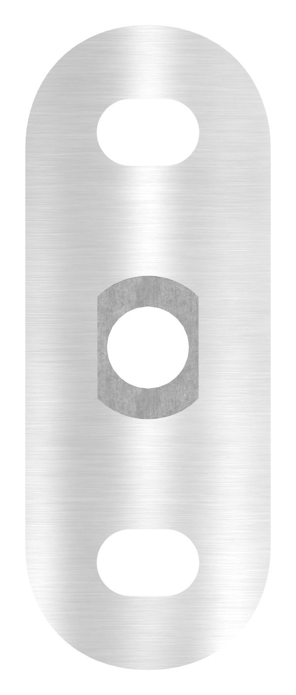 Handlaufanschlussplatte Edelstahl V2A 63x25x4 mm fuer Rohr Ø 42-4 mm mit Langloechern-88-1160182-240-LL.90