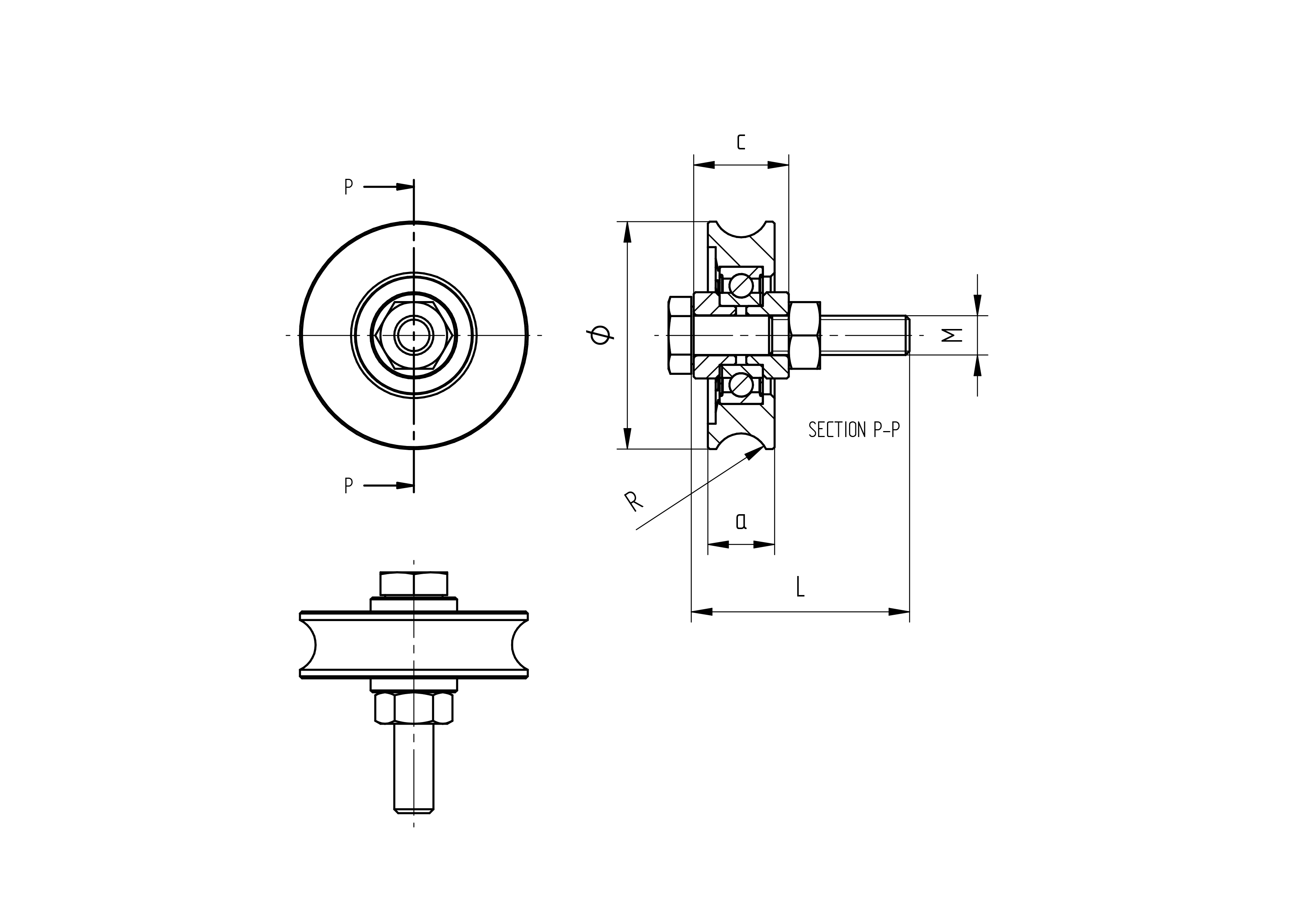 Schiebetorrolle mit U-Rille Stahl verzinkt Ø 80 mm Tragkraft 300 kg-89-11H06U80-A.4