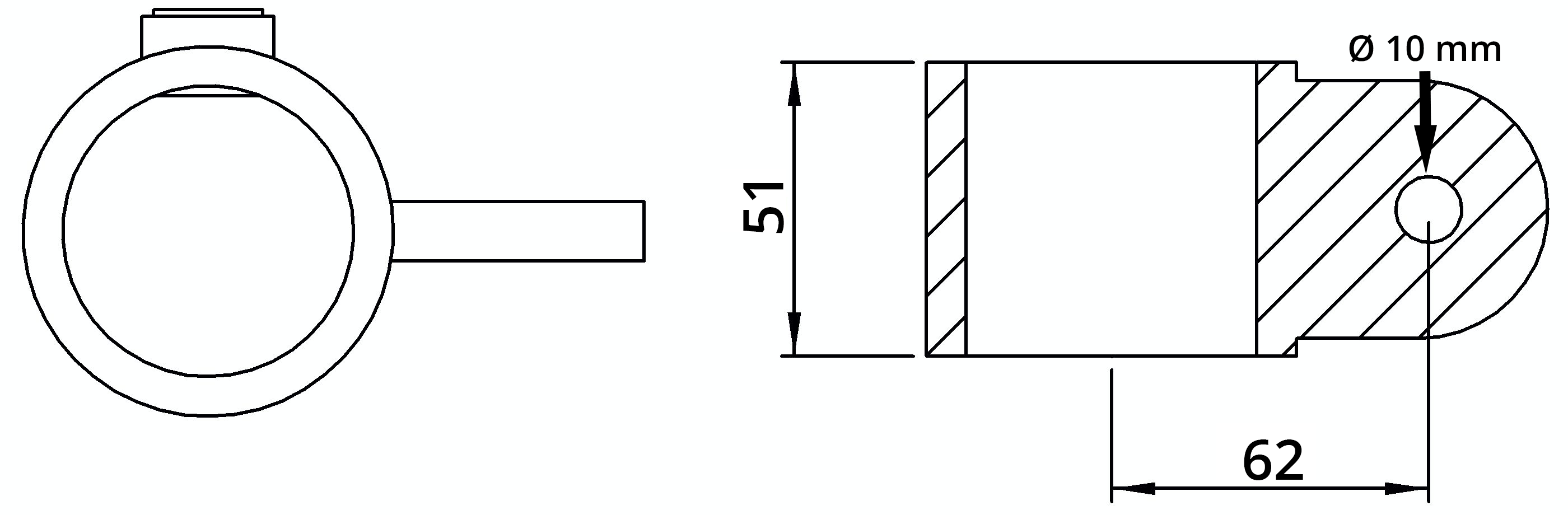 Rohrverbinder | Gelenkauge einfach | 173ME60 | 60,3 mm | 2" | Feuerverzinkt u. Elektrogalvanisiert