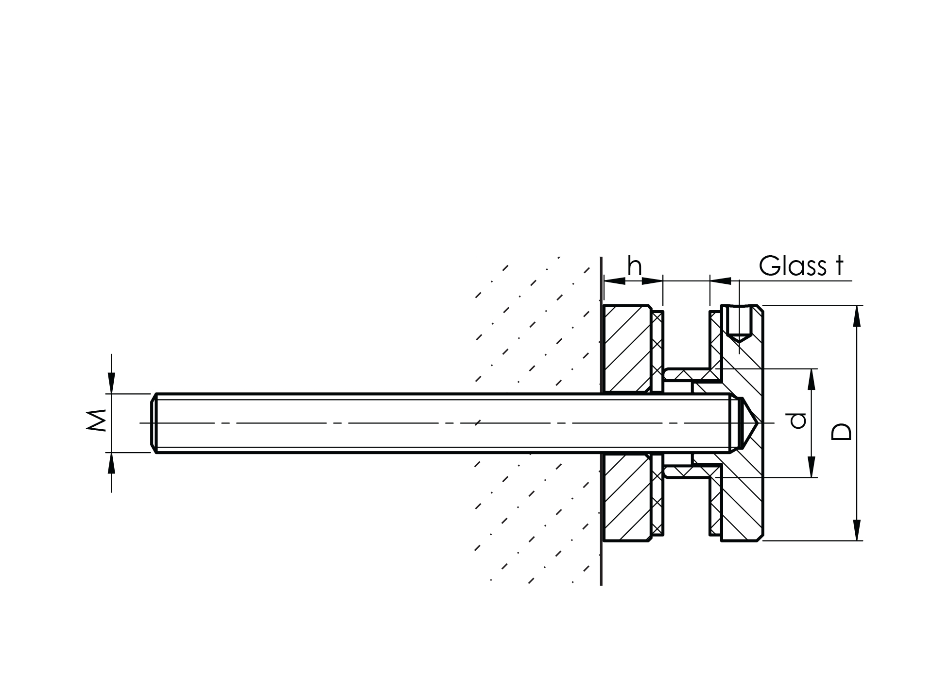 Glas-Punkthalter 40 mm (Flach) V2A