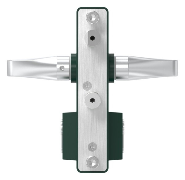 Gittertorschloss GTS 2 fuer Rohrstaerke 60-80mm- montagefertiges Set- moosgruen-88-1156704-ALU.6005