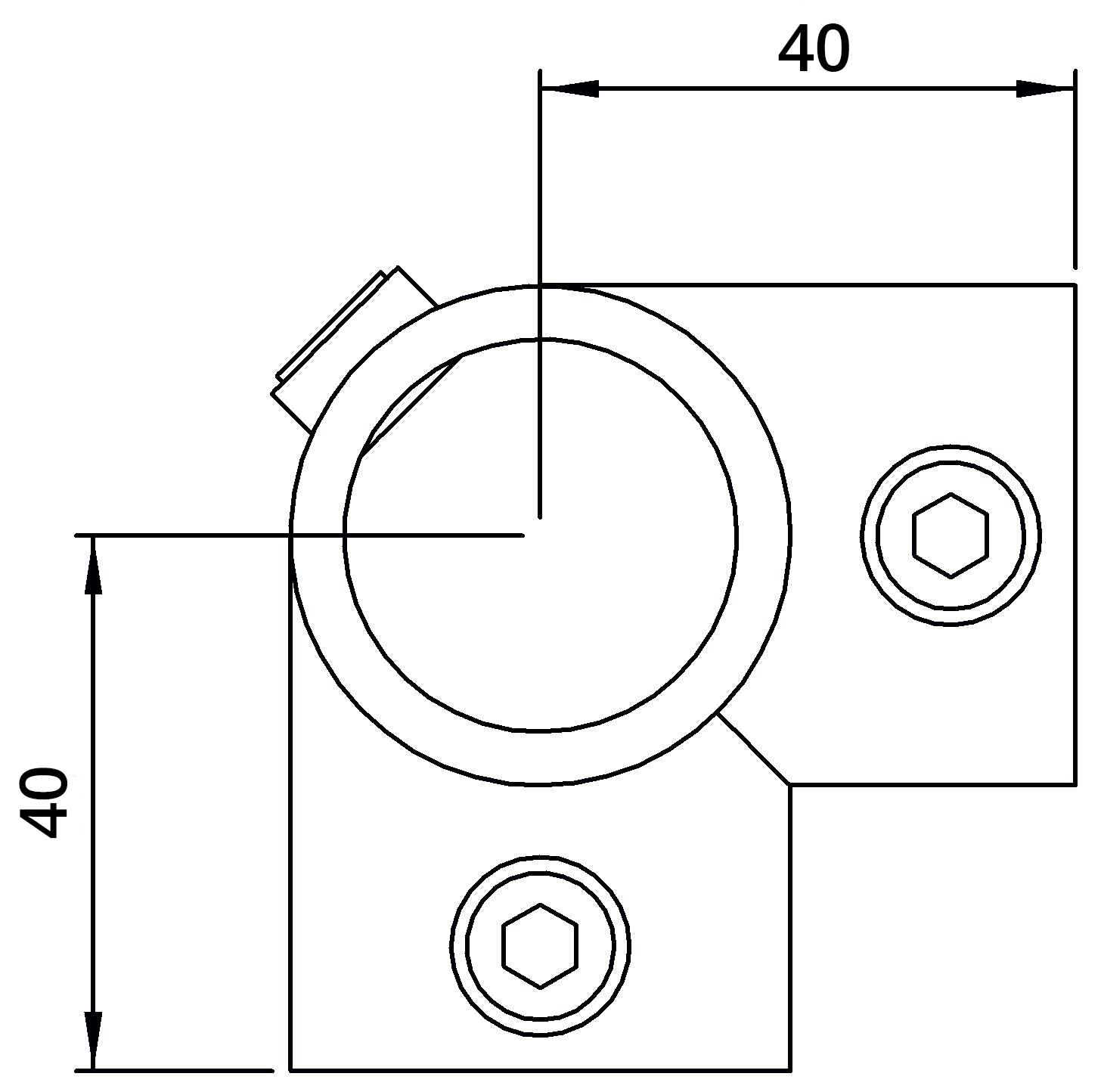 Rohrverbinder | Eckstück durchgehend | 116B34 | 33,7 mm | 1" | Feuerverzinkt u. Elektrogalvanisiert