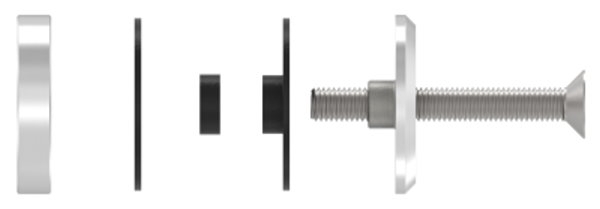 Glaspunkthalter Ø 50 mm- V2A- Anschluss- Flach- Bis 21-52 mm Klemmbereich- mit AbP-10-5210.4