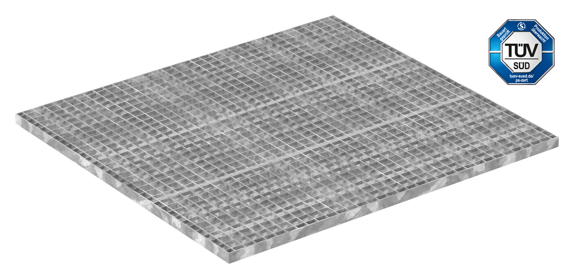 Industrie-Gitterrost | Maße: 1000x1100 mm; 30/30 mm; 30/3 mm | S235JR (St37-2), im Vollbad feuerverzinkt