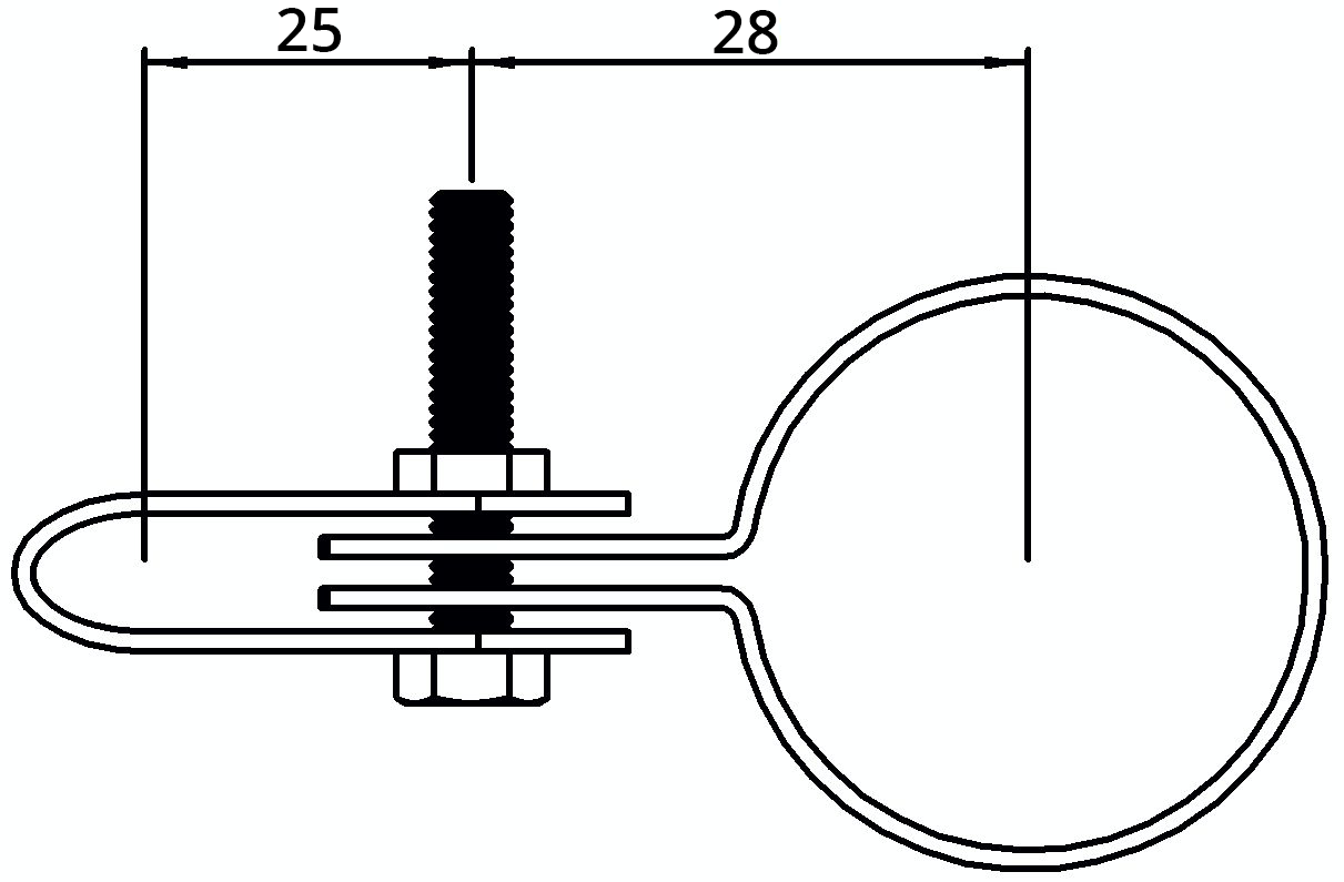 Rohrverbinder Gitterhalter einfach Ø 33-7 mm -1- - Temperguss verzinkt - 170B34-170B34