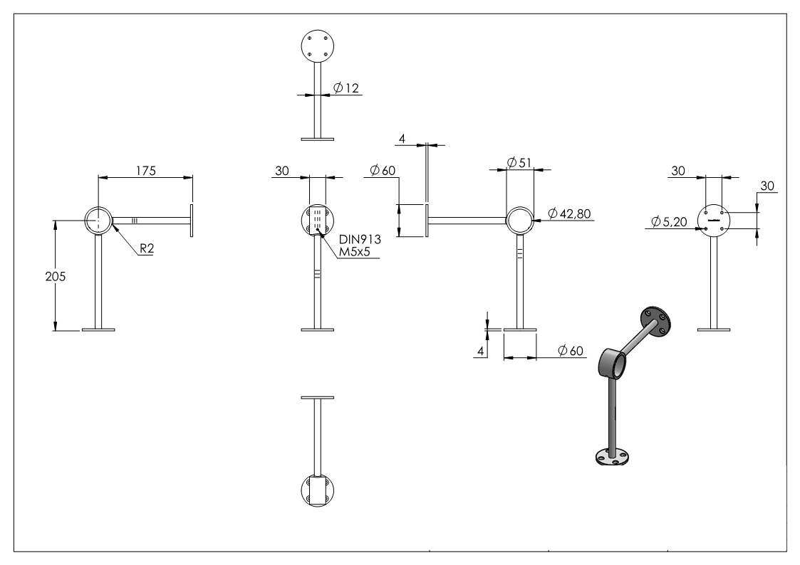 Fußlaufstütze, für Rohr 42,4mm, V2A