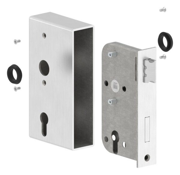 Schlosskasten Edelstahl 40 x 94-5 x 173 mm mit Edelstahlschloss geschliffen-88.11564153