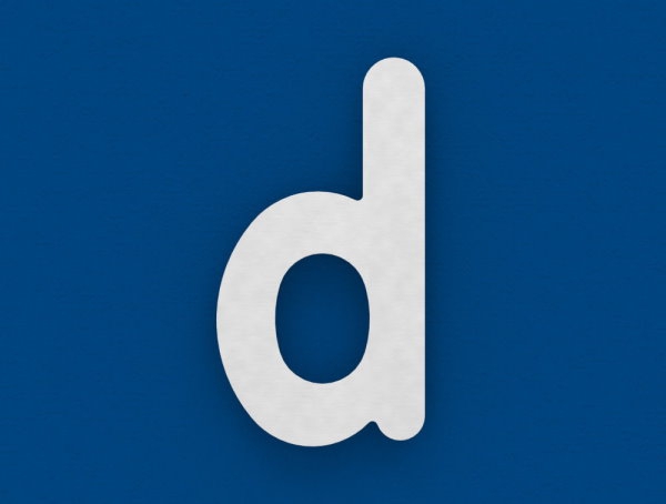Buchstabe d | groß | Maße: 200 mm x 300 mm | V2A