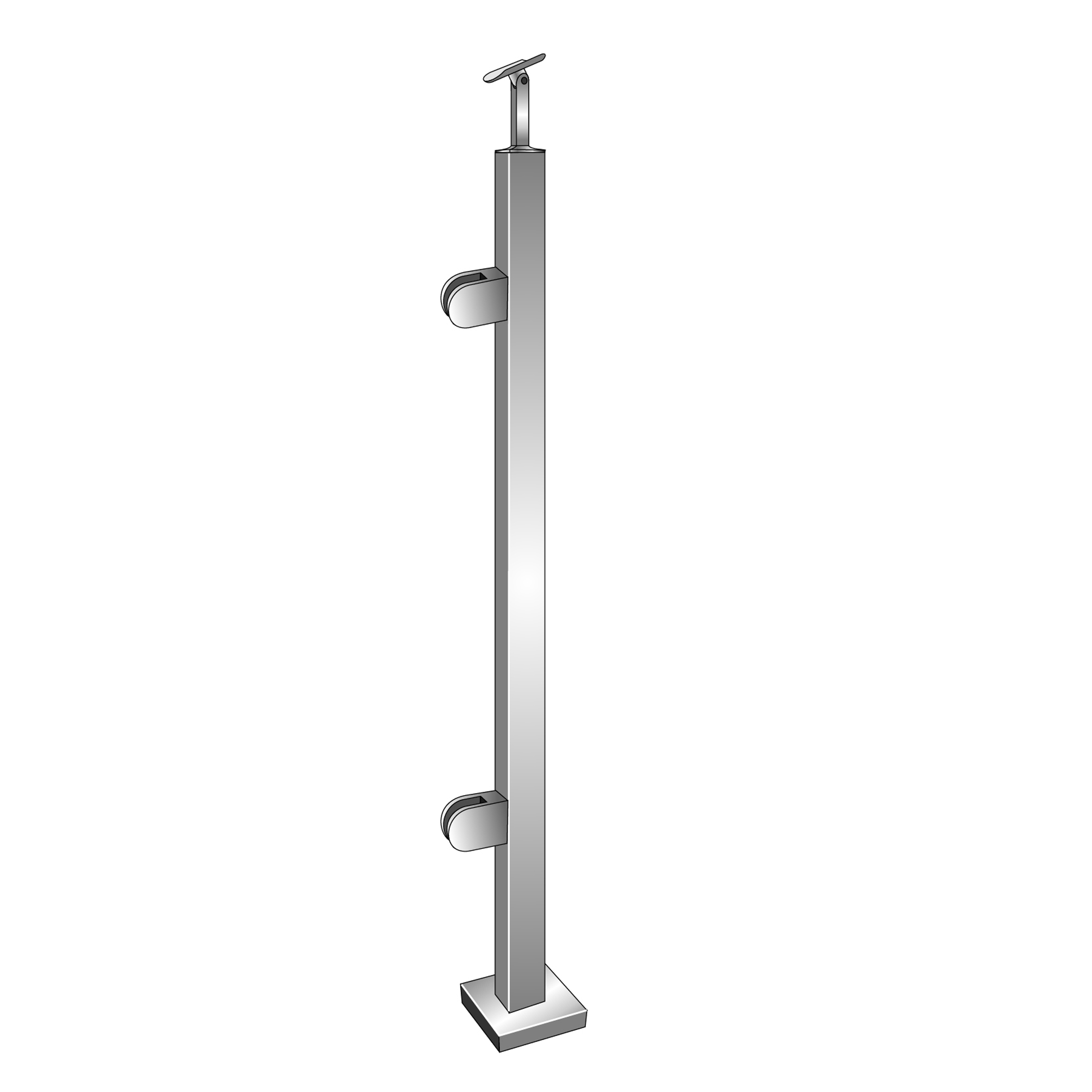 Gelaenderpfosten V2A 1000 mm hoch fuer Glas 8-76 mm Bodenmontage links Endpfosten-14-0060EG-A.4