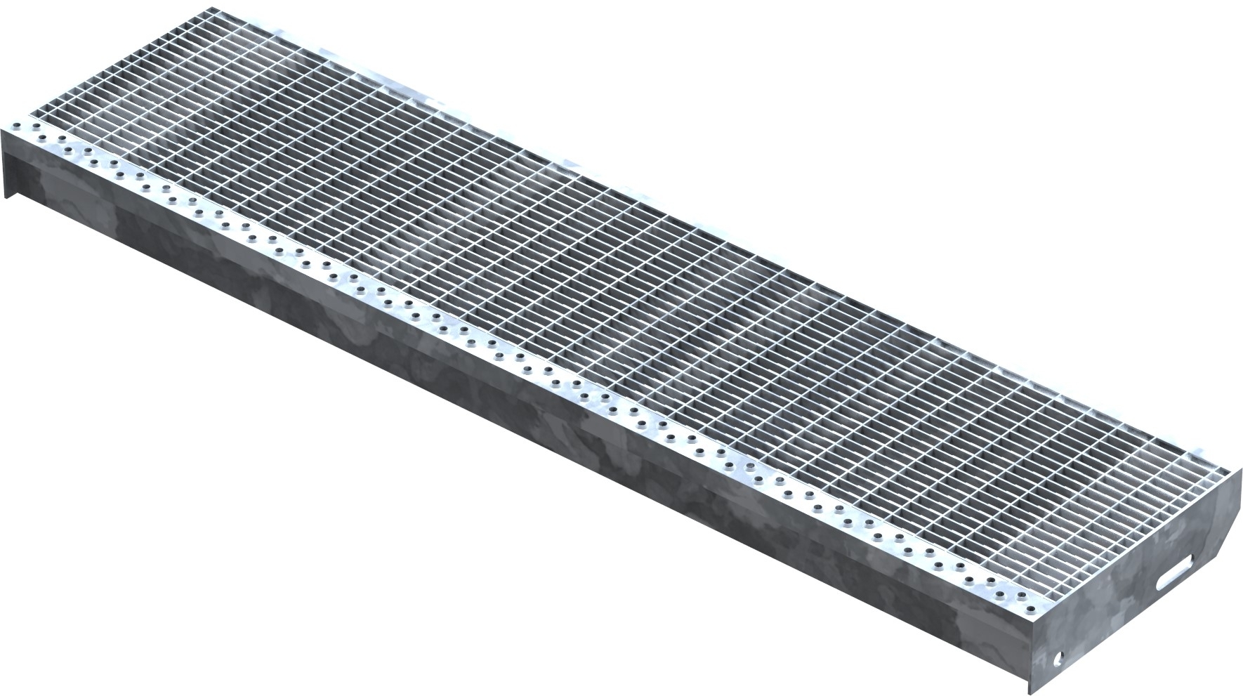 Gitterroststufe Treppenstufe | Maße: 1100x270 mm 30/10 mm | S235JR (St37-2), im Vollbad feuerverzinkt