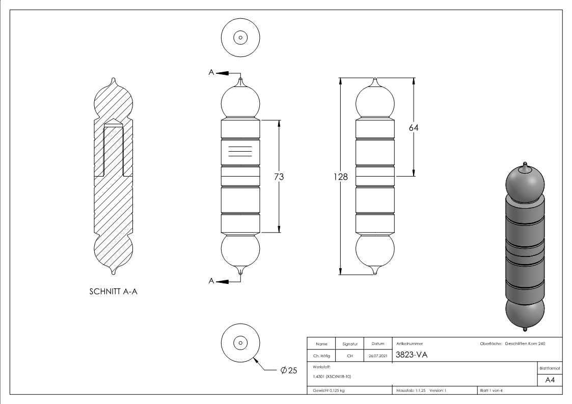 Anschweißband Torband Edelstahl mit festem Stift - Dorn 13mm