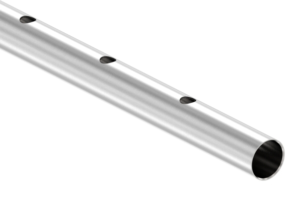 Edelstahlrohr 42,4 x 2,0mm, mit einseitiger Lochung 16,1mm, Länge: 3m Edelstahl