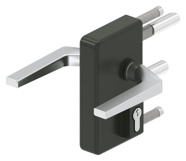 Gittertorschloss GTS 2 fuer Rohrstaerke 60-80mm- montagefertiges Set- tannengruen-88-1156704-ALU.6009