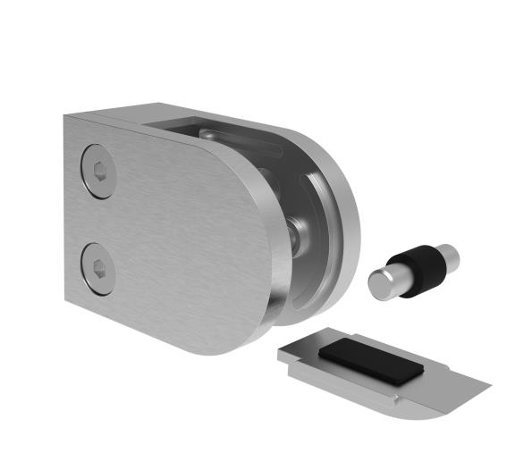 Glasklemme Edelstahl AISI 304 geschliffen fuer Flachanschluss- Glas 6-12-76 mm-18-2500-A-P.4