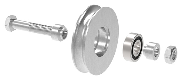 Schiebetorrolle | Ø 98 mm | Rundrille: 15 mm | Stahl S235JR, verzinkt