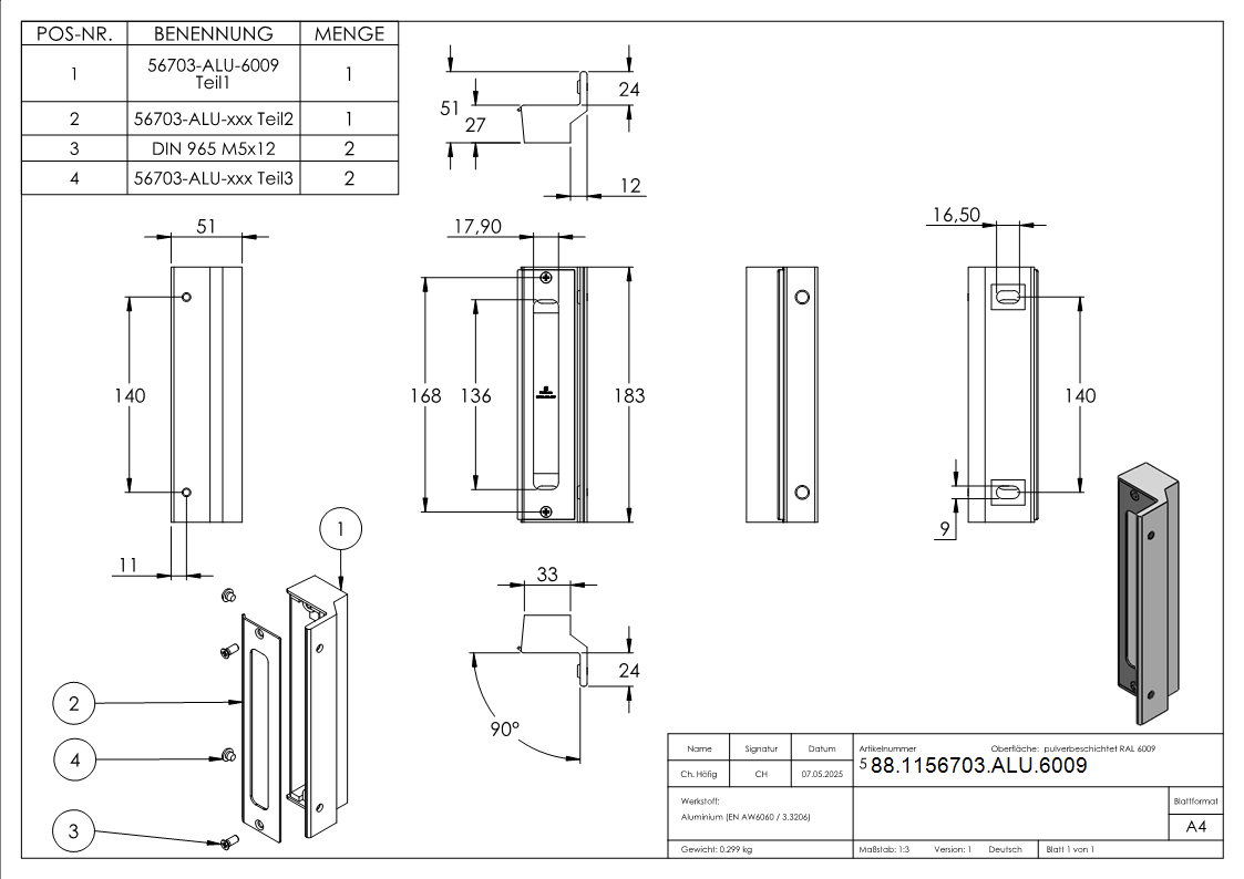 Anschlag fuer Gittertorschloss GTS 2- RAL 6009 tannengruen-88-1156703-ALU.6009