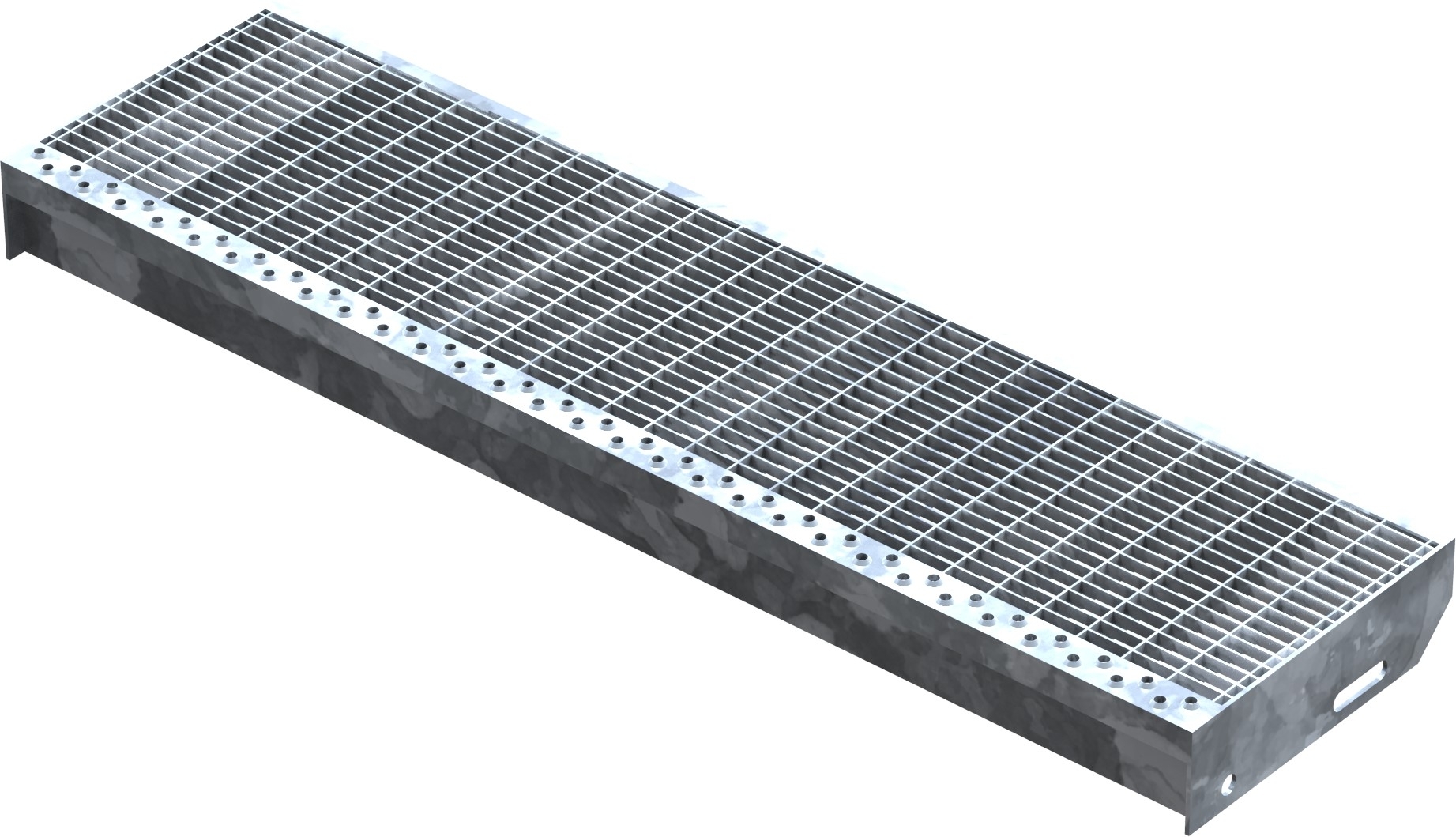 Gitterroststufe Treppenstufe | Maße: 900x240 mm 30/10 mm | S235JR (St37-2), im Vollbad feuerverzinkt