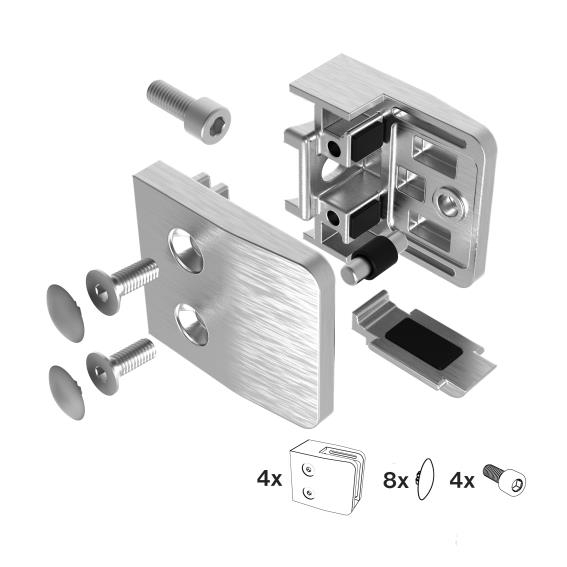 Glasklemmen V2A 8-12-76 mm fuer Flachanschluss geschliffen 4er Set-89-11A2600000SET4-A.4