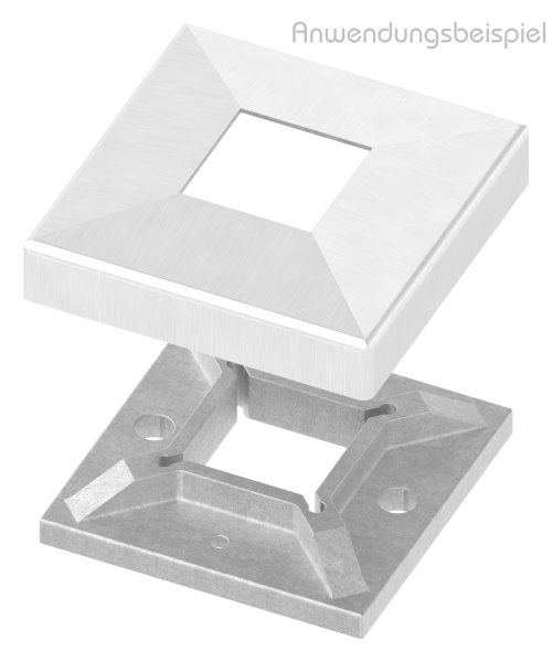 Abdeckrosette 108x108x25 mm für Vierkantrohr: 40x40 mm V2A
