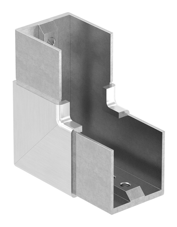 Rahmenecke 90° | vertikal | für Quadrat-Nutrohr: 40x40 mm | V2A