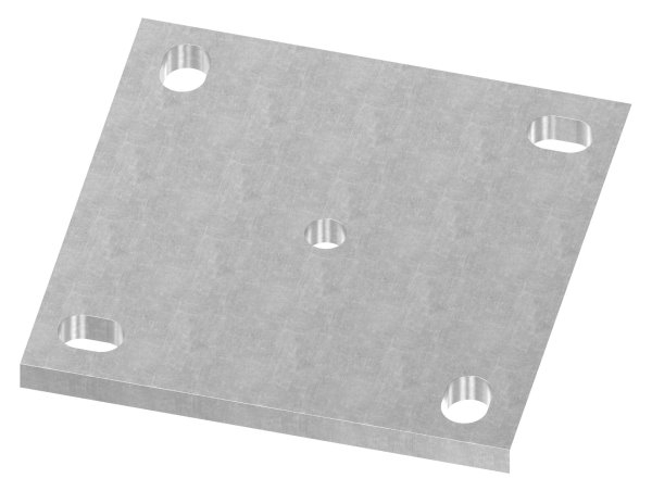 Ankerplatte 150 x 150 x 10 mm 5 Bohrungen |  Stahl roh