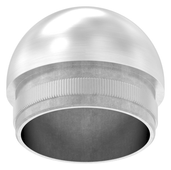 Einsteckkappe Edelstahl V2A Ø 42-4 mm x 2-0 mm mit M8 Gewinde halbrund-88-1150270.240M8G