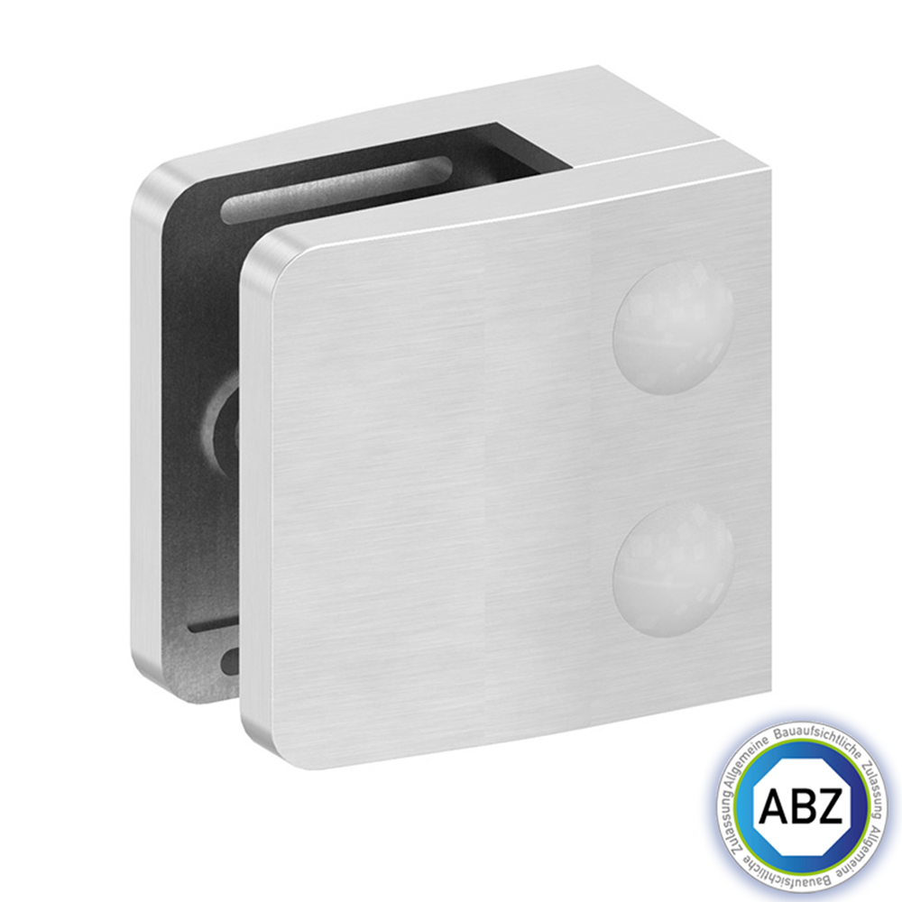Glasklemme - mit ABZ Zulassung - Masse- 52x52x32-5 mm - verschiedene Anschluesse - V2A - V4A - Zink - Edel- Optik-GLASKLEMME-F-34-48-7.9