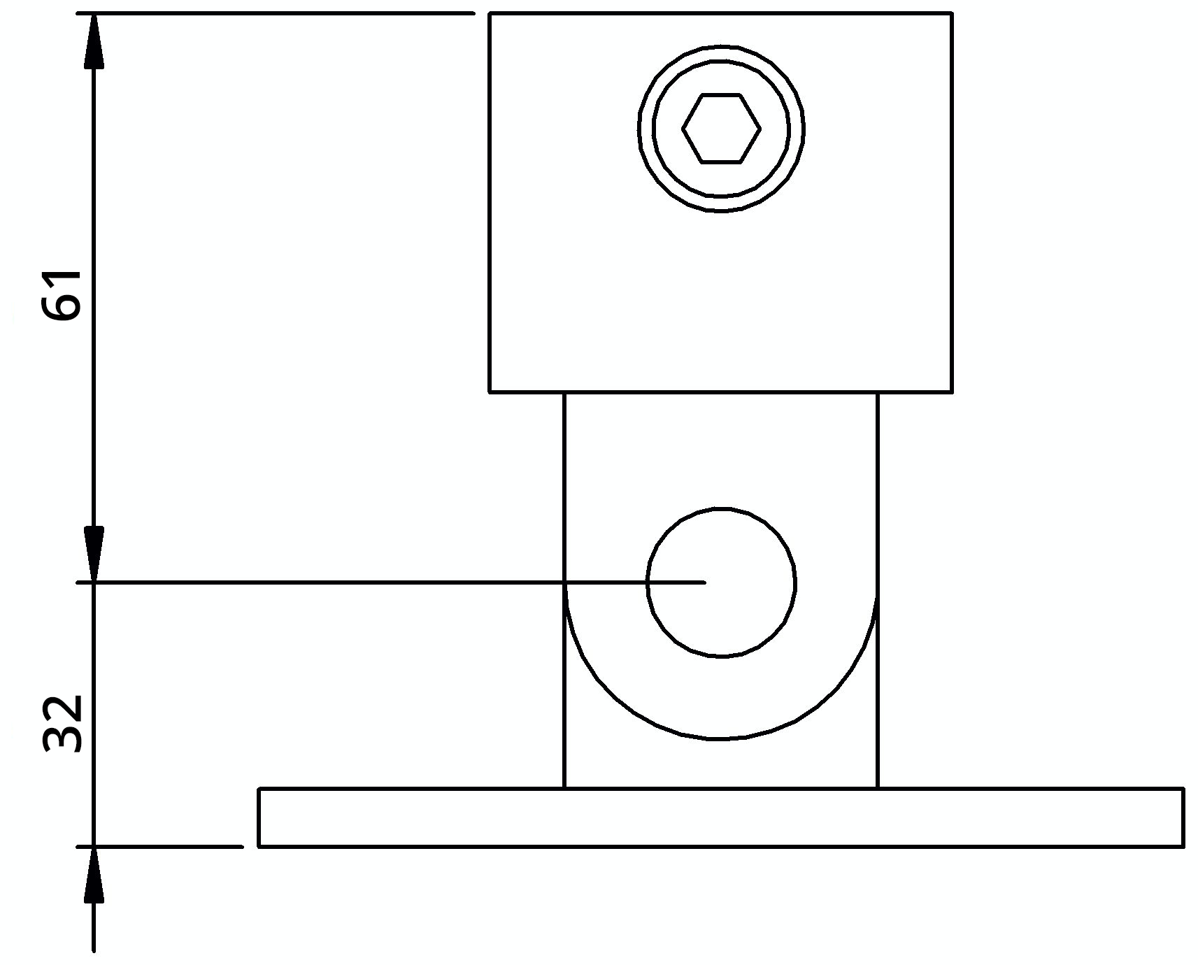 Rohrverbinder - Gelenkfuss - 169B34 - 33-7 mm - 1- - Feuerverzinkt u. Elektrogalvanisiert-169B34