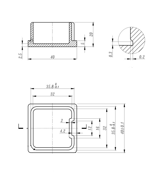 Endkappe für Rohr: 40x40x2,0 mm zum Kleben V4A