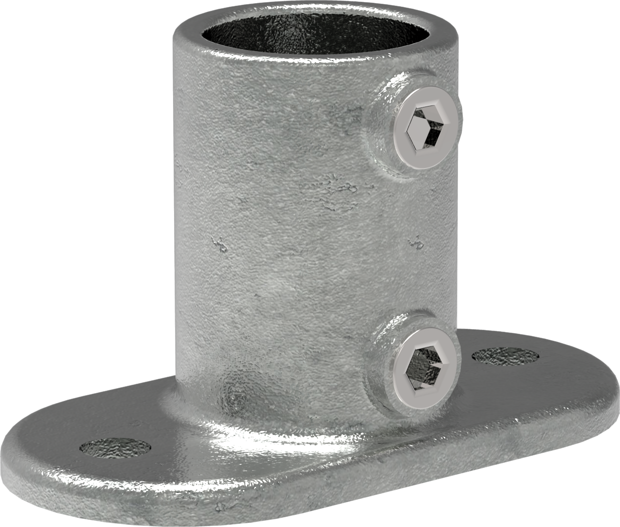 Rohrverbinder | Fußplatte oval | 132C42 | 42,4 mm | 1 1/4" | Feuerverzinkt u. Elektrogalvanisiert